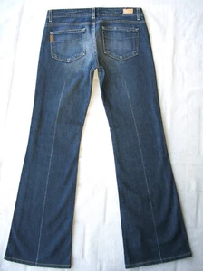 Paige Laurel Canyon Low Bootcut Jeans Women Sz 30 Blue Distressed+Stretch L31.5 - Picture 1 of 10