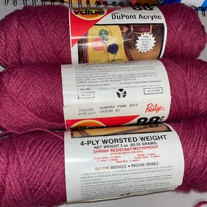 Vintage Prestige Yarn DUPONT ACRYLIC #5513 Aurora Pink - Lot Of 3 Skeins -3oz ea - Picture 1 of 4