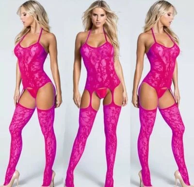 Femmes Grandes Tailles Dentelle Corps Bas Érotique Kinky Sexe Résille Sexy Body - Photo 1/4