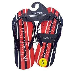 Nautica Kids KW2015 Hatcher 28 Flip Flops Sandals Blue Red Striped Size 5 - Picture 1 of 6
