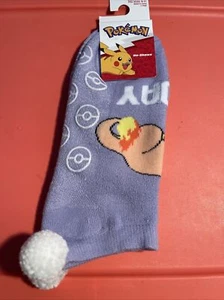 Pokémon Charmander No-Show Socks 1 Pair NEW Purple Pompom - Picture 1 of 2