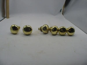 SIX 1-1/4" Solid Brass Spun turned knob desk small cabinet pull handle used - Picture 1 of 4