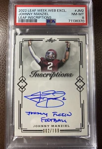 PSA 8 2022 Leaf Inscriptions Johnny Manziel AUTO FUCK!N FOOTBALL 02/199 1/1 Jsy# - Picture 1 of 5