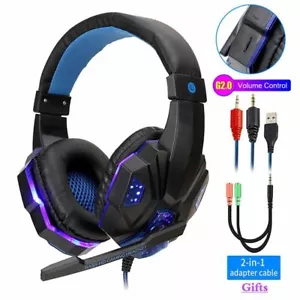 New Professional Led Light Gamer Headphones With Microphone for Computer / PS4 - Picture 1 of 7