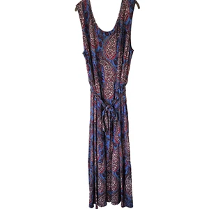 Talbots Dress 3X NEW Blue Paisley Maxi Knit Jersey Floral Tropical Beach Office - Picture 1 of 14