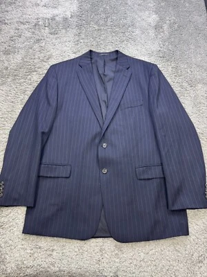 Ralph Lauren Blazer Mens 48L Navy Black Pinstriped Wool Sports Coat Jacket Vtg - Image 1 of 4
