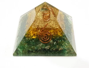 Cristaux d'aventurine vert citrine cicatrisant 50 mm cuivre Reiki orgone pyramide  - Photo 1 sur 7