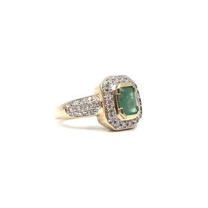 14kt Gold Ring Smaragd Diamanten 585 Gelbgold Siegel Schmuck Emerald 17.8mm / 56 - Bild 1 von 17