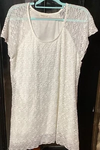 Indigo Soul Women's Lined Shirt Dress 3XL Ivory Lace Bell Sleeve - Picture 1 of 7