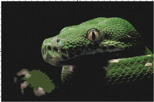 Serpente verde fatto a mano animali contati modello punto croce tabella punti ago - Foto 1 di 1