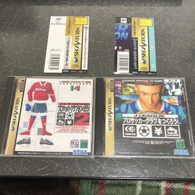With obi, , 】J. League Pro Soccer Club 1 and 2 set Sega Saturn SS【K-3268】