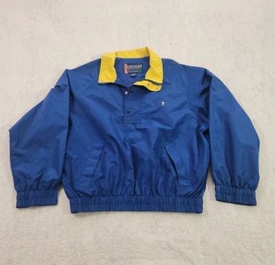 Chaqueta cortavientos vintage adivina la tradición americana para hombre L azul amarillo media cremallera Foto 1 de 4