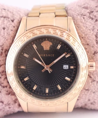 Reloj Pulsera Versace de Lujo para Hombres Cuarzo Esfera Negra "Fecha" Todo Funcionamiento Banda de Acero Foto 1 de 4