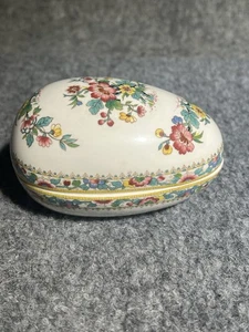 Vintage COALPORT MING ROSE Eierform Bone China Schmuckschatulle England Floral - Bild 1 von 6