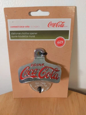 Coca-Cola Stationary Bottle Opener Wall Mounted Drink Coca Cola Metal 2017 - Image 1 of 3