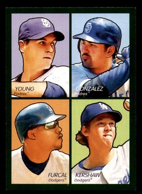 2009 UD Goudey 4 em 1 azul e verde #72 Chris Young-Adrian Gonzalez-Clayton Kersh - Imagem 1 de 4