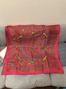 Hermès Carre 90 Pink/Orange Silk Scarf with Box Used - Picture 1 of 9