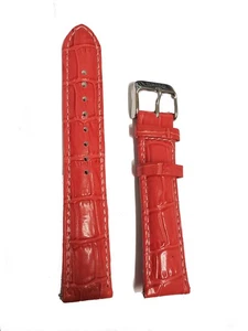 Brizo 20mm Stainless Steel Buckle Red Genuine Leather Strap w/quick change pins - Picture 1 of 2