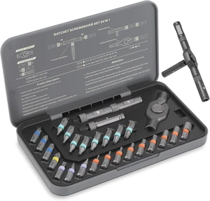 24 in 1 Magnetic Ratchet Screwdriver Set with Precision Bits and Storage Case - Picture 1 of 7