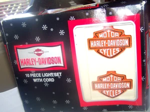Harley Davidson Scudi Marchio 10 Pezzi Set Luci di Natale Moto Vintage - Foto 1 di 5