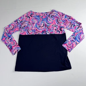 Lilly Pulitzer Shirt Damen Small Navy Pink Swirl Print Langarm Oberteil - Bild 1 von 11