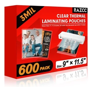 Hojas de Laminación, Paquete de 600 Laminador de Papel Plástico Laminado Térmico Transparente... - Imagen 1 de 7
