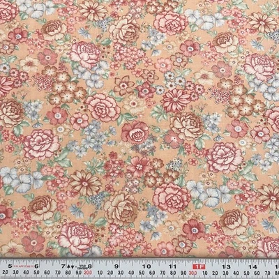 Vintage Joan Kessler para Tecidos Concord Florais Algodão Pêssego por MEIO JARDA - Imagem 1 de 2