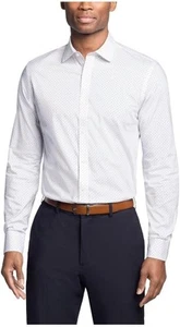 $85 Tommy Hilfiger Para hombres Calce Regular Sarga Camisa de Vestir Blanca Multi XL 17.5 32/33 - Imagen 1 de 3