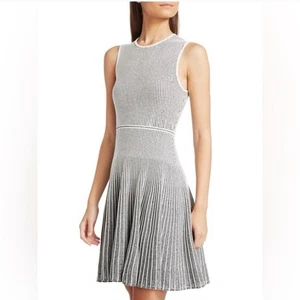 Theory Novelty Marl Striped Flare Dress - Picture 1 of 7