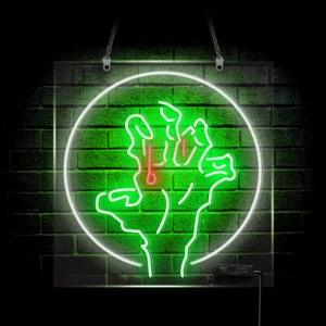 24"x20"Ghost Claw Neon Sign Light Halloween Wall Decor Handcraft Real Glass Gift - Picture 1 of 2