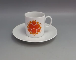 Retro Thomas by Rosenthal Orange Pinwheel Porcelain Coffee Can & Saucer Bauman - Picture 1 of 5