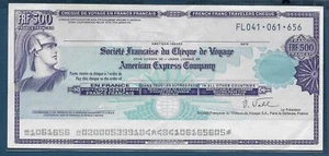 American Express Travellers Cheque 500 Francs, 90s-00s / Not Specimen, XF - Picture 1 of 2