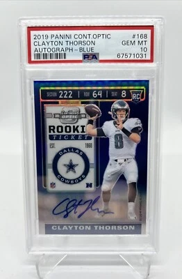 2019 Panini Contenders Optic Rookie Ticket Auto Clayton Thorson /75 PSA 10 Gem - Image 1 of 2
