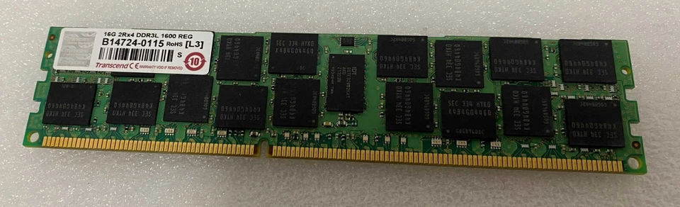Transcend 16GB 2Rx4 DDR3L 1600 ECC REG 240pin Server Memory - Image 1 of 1