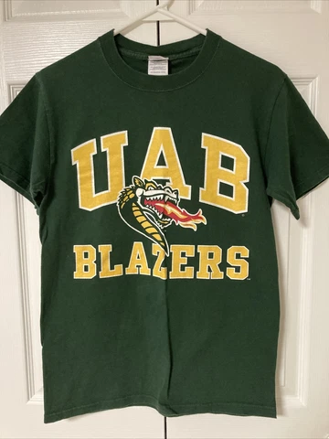UAB Blazers Green Yellow Logo Short Sleeve Shirt Size Small Soffe Vintage Style Cover