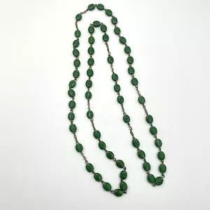 Vintage St. Patrick Shamrock Rosary Irish Celtic 59 Clover Green Beads 40" - Picture 1 of 6