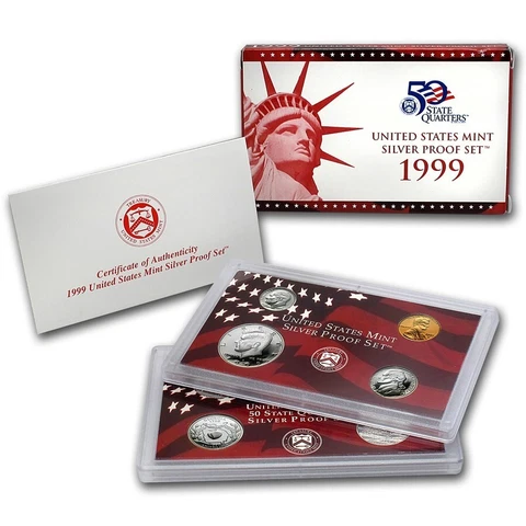 1999-S SILVER UNITED STATES MINT PROOF SET ✪ 9 COIN ✪ BOX OGP COA ◢TRUSTED◣ Cover