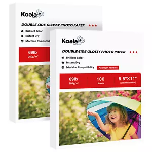 200 Blatt Koala doppelseitig glänzend Fotopapier 8,5 x 11 69 Pfund Tintenstrahl schwer - Bild 1 von 12