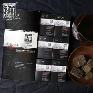 BAISHAXI Straight Foam Brick Anhua Golden Flowers Fucha Dark Tea 240g Brick - Picture 1 of 9