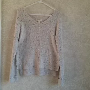 Jessica Simpson Womens Sweater V neck Ivory Oatmeal Long Sleeve Size Small - Picture 1 of 6