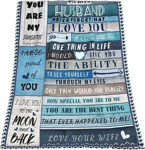 To My Husband Überwurf Reisedecke Micro Fleece weich Geschenk für Ehepartner - Bild 1 von 10