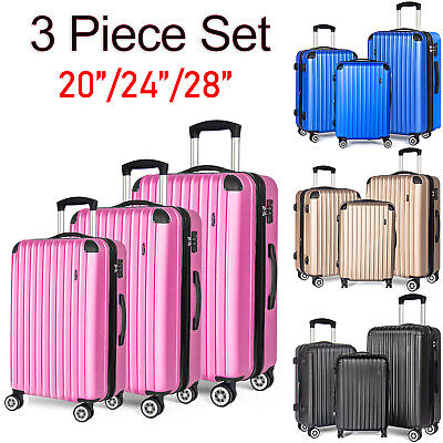 Luggage 3 Piece Set Suitcase Spinner Hardshell Lightweight TSA Lock 20 /24 /28  • 95$