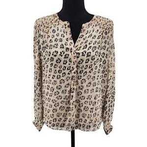 Joie Cordell Cappucino Semi-Sheer 100% Silk V-Neck Blouse Womens Size Small - Picture 1 of 9