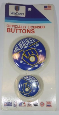 VTG Wincraft MLB Milwaukee Brewers Officially Licensed 2.25" & 1.25" Buttons MOC - Image 1 of 2