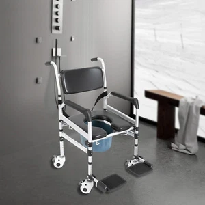 Duschstuhl mit Rollen Toilettenstuhl Faltbar Rollstuhl Duschsitz Wasserdichtes - Bild 1 von 17