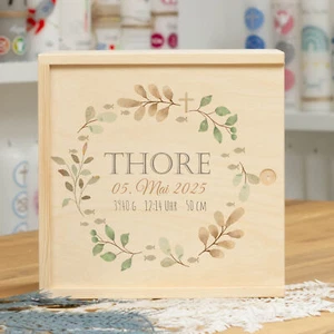 meinkerzenshop® Erinnerungskiste Erinnerungsbox THORE - Geschenk zur Geburt Baby - Bild 1 von 4