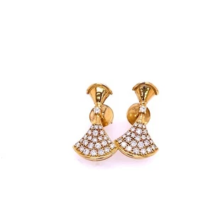 Fine Quality Fan Shape Diamond Earrings Set in 18ct Yellow Gold - Picture 1 of 3