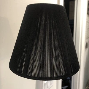 Pair Of Black White Lining Empire Silk String Lamp Shade 4 x8x6.5” - Picture 1 of 5