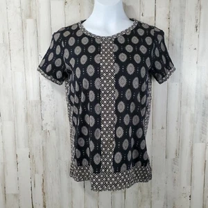 J Crew Damen XS Top schwarz hellbraun Blumen Karriere leicht H20 - Bild 1 von 5