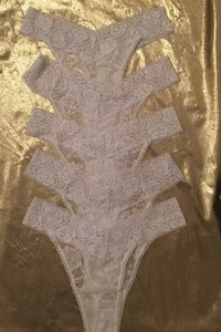 NEW 5 Pair Breezies Angel Love White Lacy Stretch Thong Panties Size Small - Picture 1 of 6